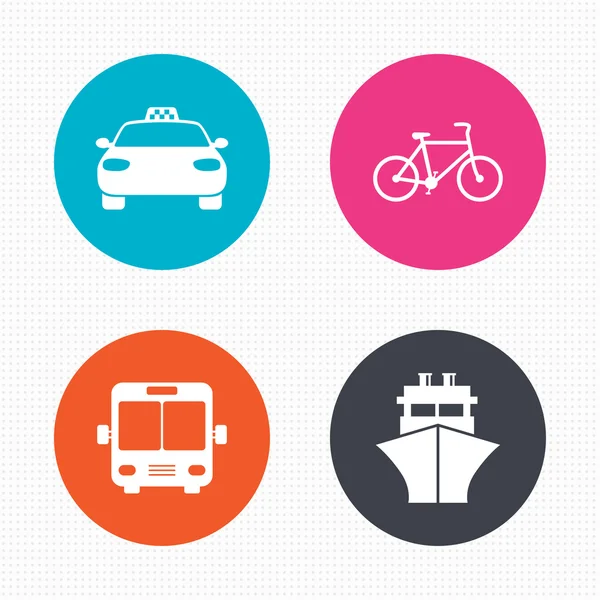 Iconos de transporte. Taxi, Bicicleta — Vector de stock