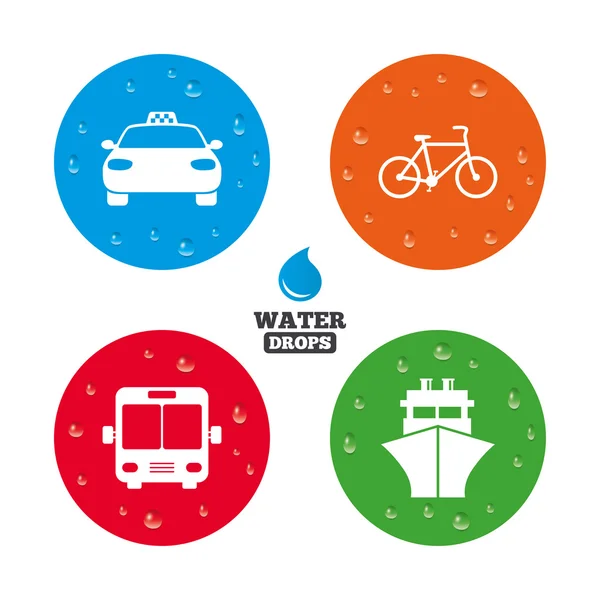 Transport icons. Taxi car, Bicycle — Stock Vector