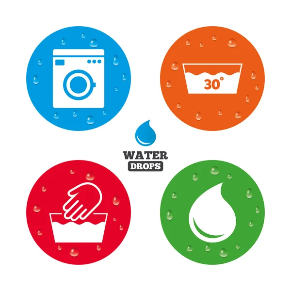 Wash icons. Machine washable — Stock Vector