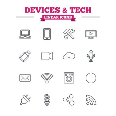 Devices and technologies linear icons
