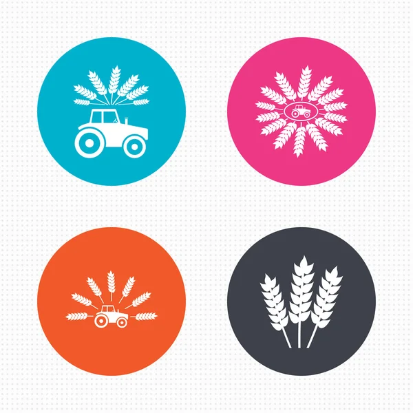 Tractor icons. Agricultural industry transport. — Stock Vector