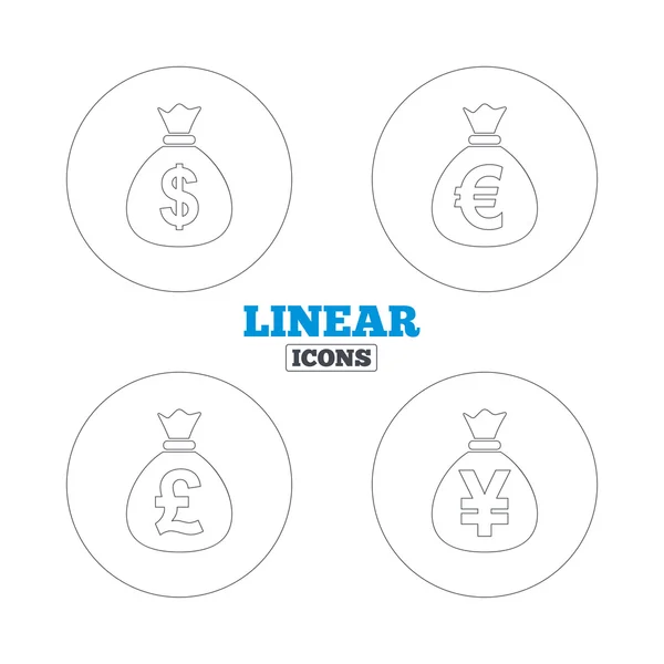 Iconos bolsa de dinero . — Vector de stock