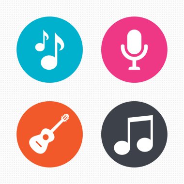 Müzik simgeler. mikrofon, akustik gitar.
