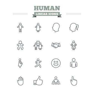 İnsan doğrusal Icons set.