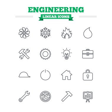 Mühendislik doğrusal Icons set.