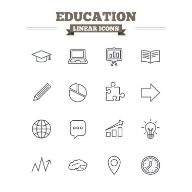 Eğitim doğrusal Icons set