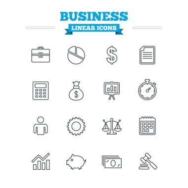 İş doğrusal Icons set.