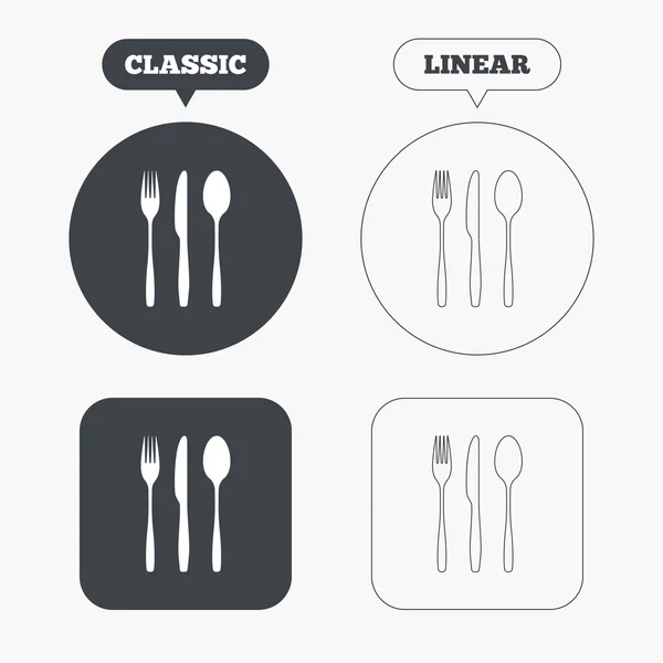 Fourchette, couteau, cuillère à soupe. Ensemble de couverts . — Image vectorielle