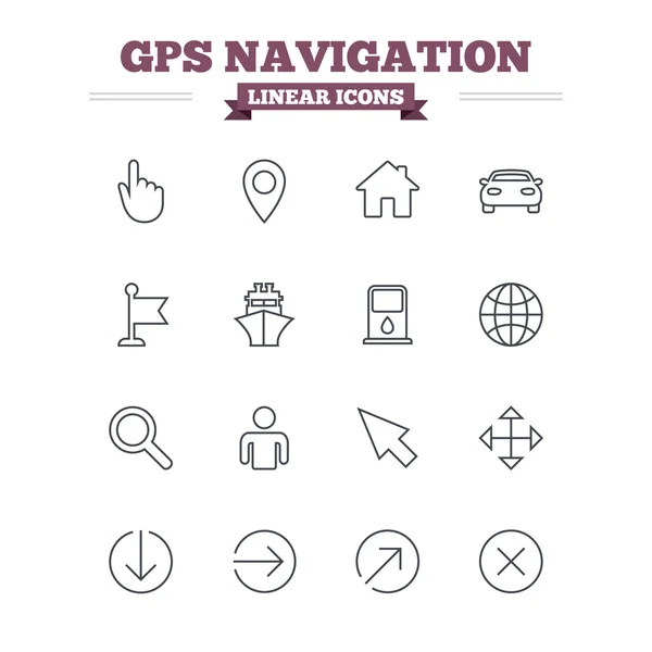 Conjunto de iconos lineales de navegación GPS . — Archivo Imágenes Vectoriales