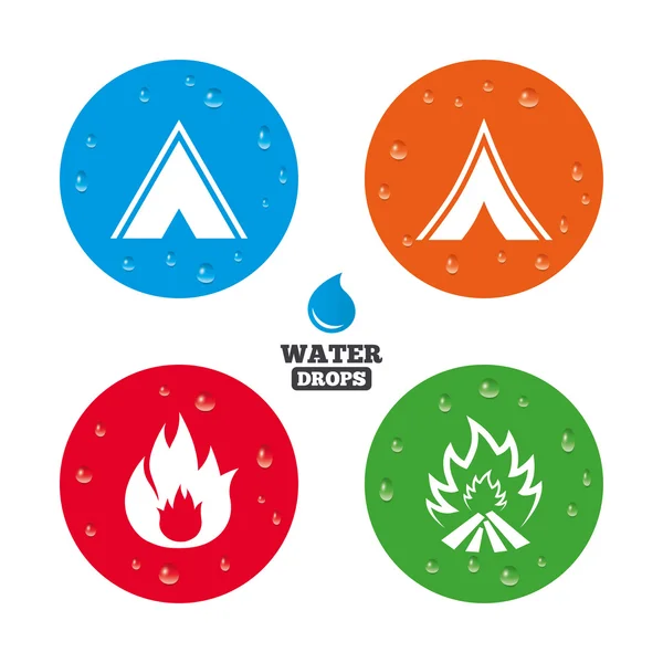 Turismo camping carpa signos . — Vector de stock