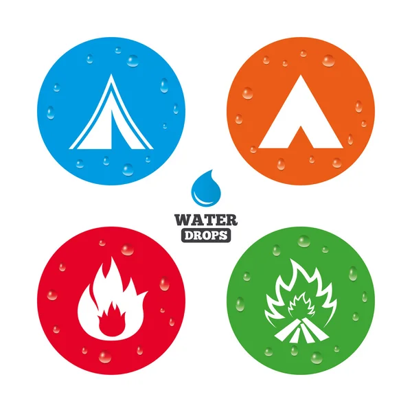 Turismo camping carpa signos . — Vector de stock