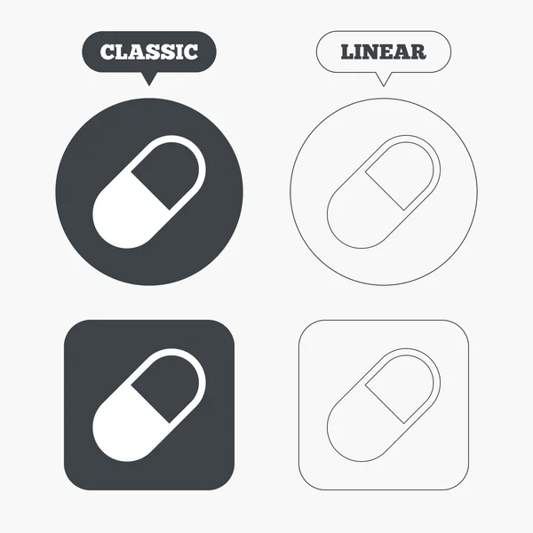 Icônes de signe de pilule médicale — Image vectorielle