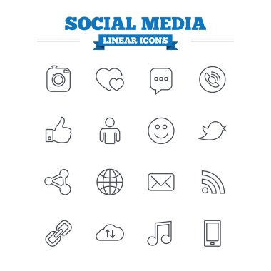 Social media linear icons
