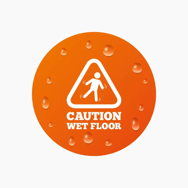 Precaución icono suelo mojado . — Vector de stock