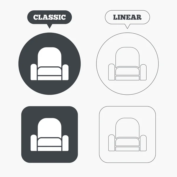 Sillón signo iconos — Archivo Imágenes Vectoriales