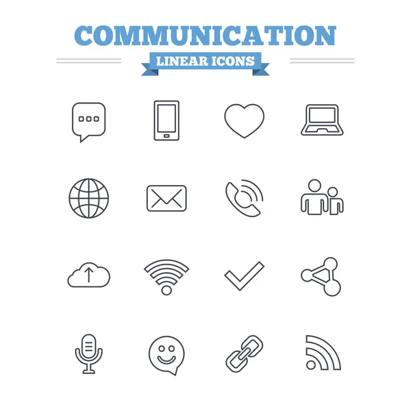 Communication linear icons set. — Stock Vector