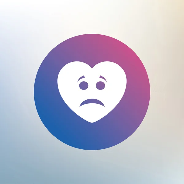 Sad heart face sign icon.