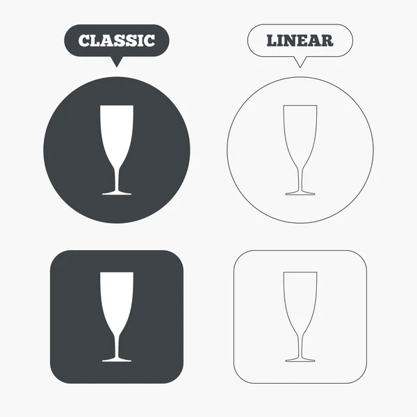 シャンパンの記号アイコンのガラス — ストックベクタ