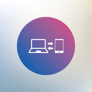 Eşitleme simgesi. notebook ile smartphone.