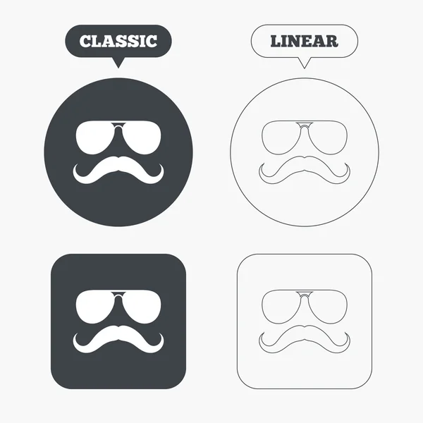 Mustache and Glasses sign icons — Stock Vector