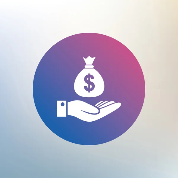 Signo de dólar y mano . — Vector de stock