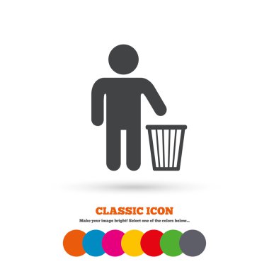 Recycle bin, throwing trash sign.
