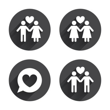 Çift, aşk Icons set.
