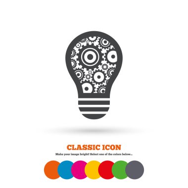 Light bulb with gears symbol icon