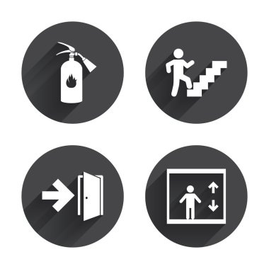 Emergency exit icons set clipart