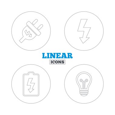 Electric plug, bulb icons.