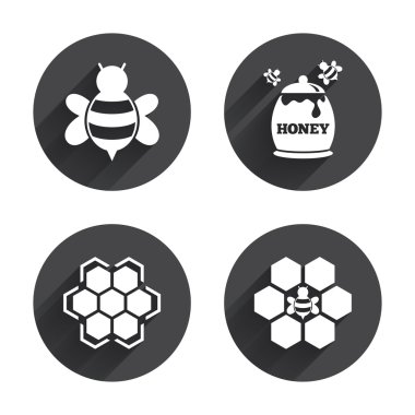 Honey, bees icons set icon.