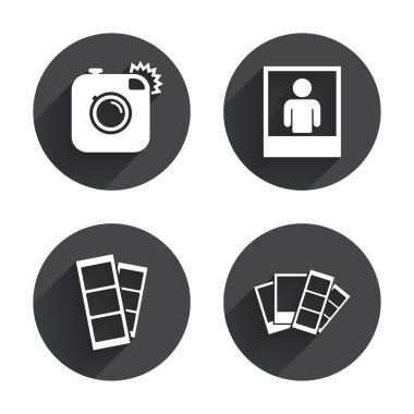 Photo camera, flash icons set