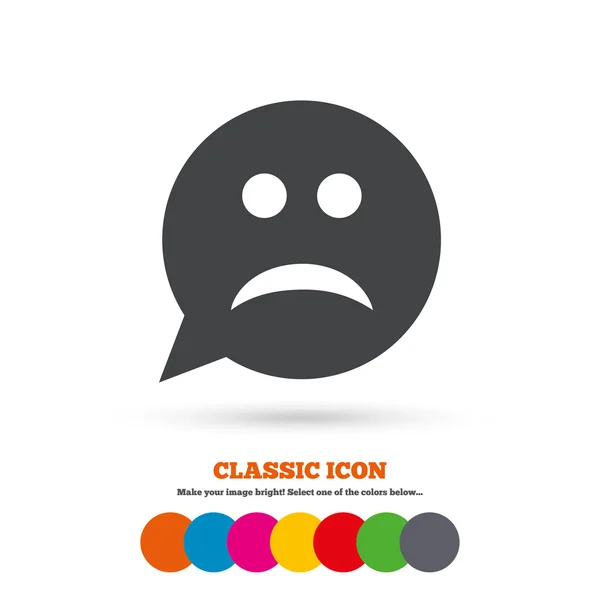 Icono triste signo de la cara . — Vector de stock