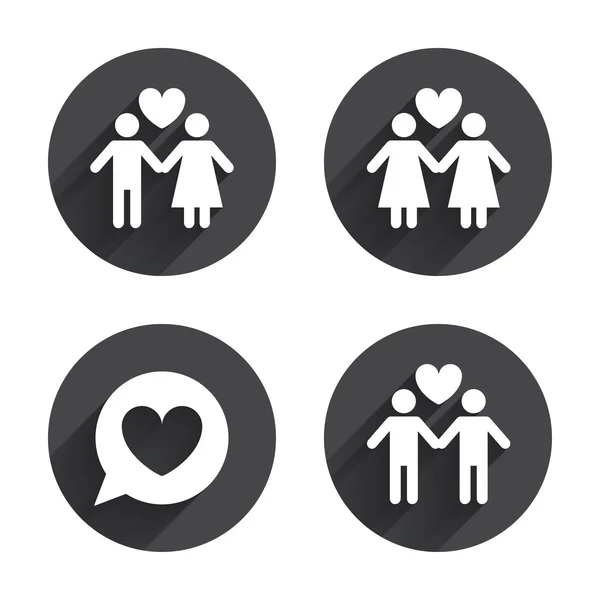 Couple, love icons set. — Stock Vector