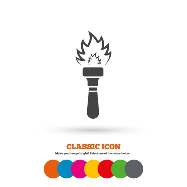 Torch flame sign icon. — Stock Vector
