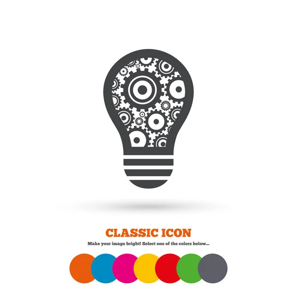 Light bulb with gears symbol icon — Stock Vector