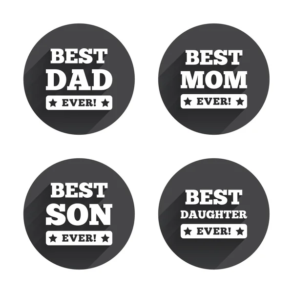 Nejlepší máma, táta, syn, dcera ikony. — Stockový vektor