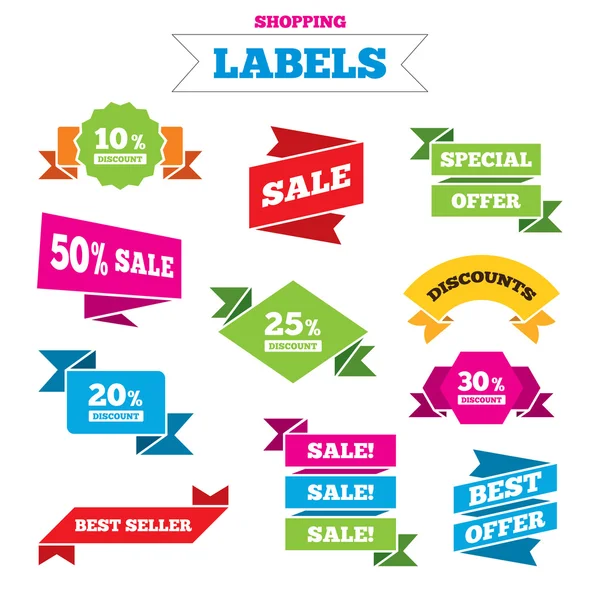 Sale discount labels, tags set. — Stock Vector