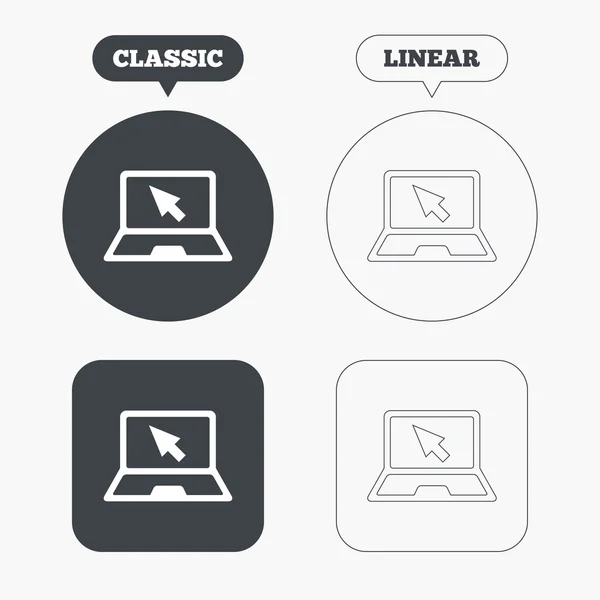 Ordenador portátil con conjunto de iconos de cursor — Archivo Imágenes Vectoriales