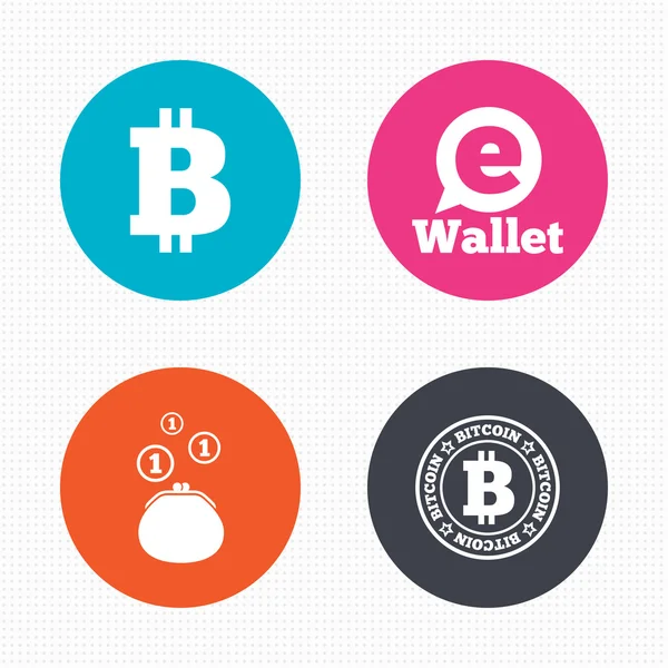 Bitcoin icons. Electronic wallet symbol. — Stock Vector