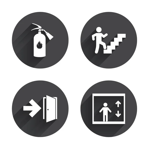 Emergency exit icons set — Stock Vector