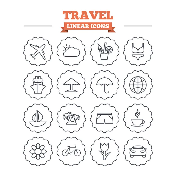 Travel linear icons set. — Stock Vector