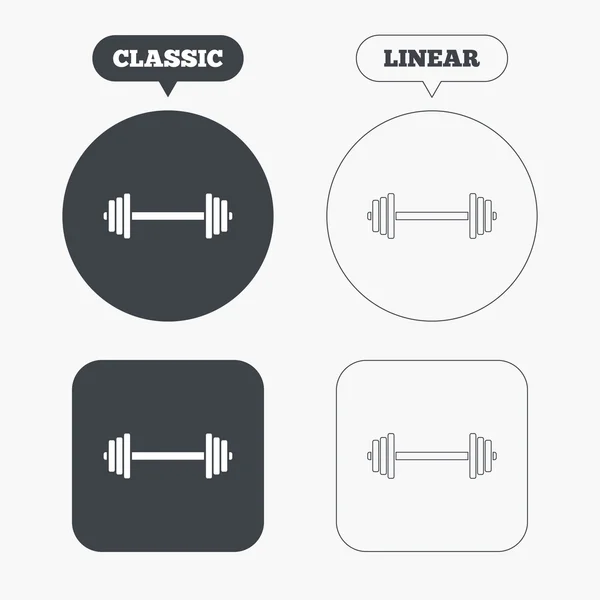 Ícones de sinal Barbell — Vetor de Stock