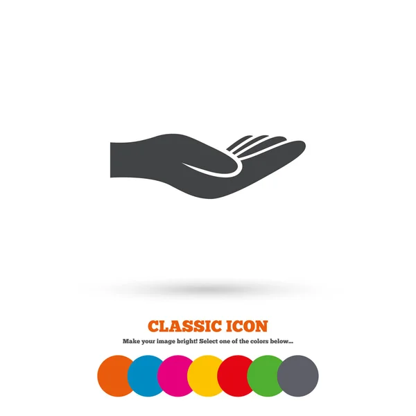 Donation hand sign icon. — Stock Vector