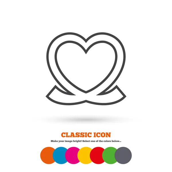 Heart with, ribbon, love sign icon — 스톡 벡터