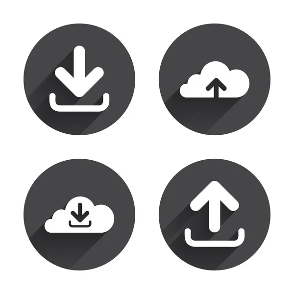 Télécharger, télécharger, ensemble d'icônes cloud — Image vectorielle