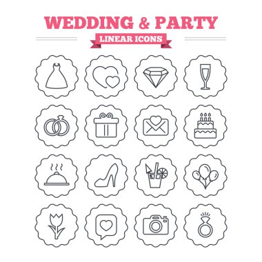 Wedding and party icons set.