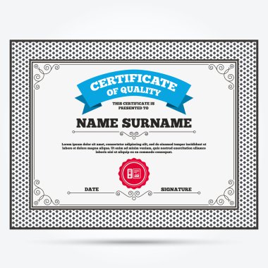 Certificate with Document, accounting icon