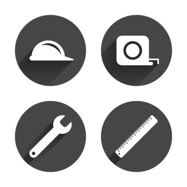 İnşaat kask ve cetvel simgeler