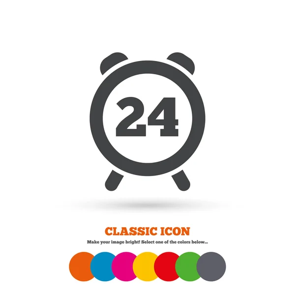 24 hours, alarm clock icon — Stock Vector